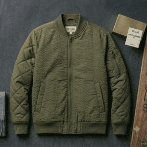 Army Olive Quilted Nylon Bomber Jacket
