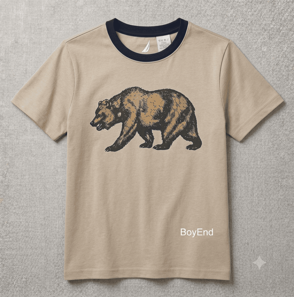 Beige Tan California Bear Graphic Tee