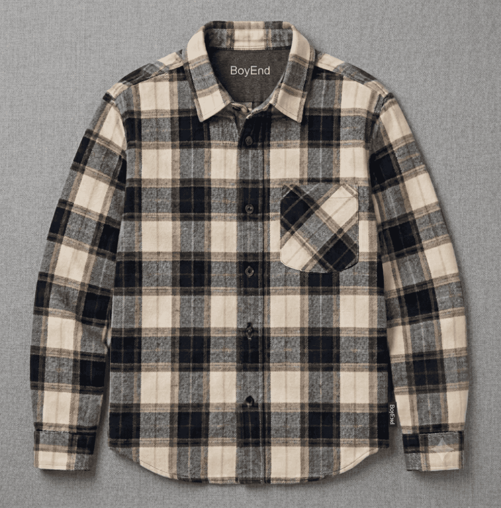 Beige Tan Plaid Flannel Overshirt