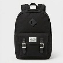 Black Canvas Diamond Badge School Backpack