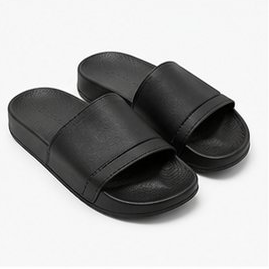Black Flat Sole Foam Slide Sandals