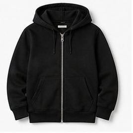 Black Full Zip-Up Hooded Sweatshirt