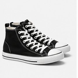 Black High Top Canvas Lace-Up Sneakers
