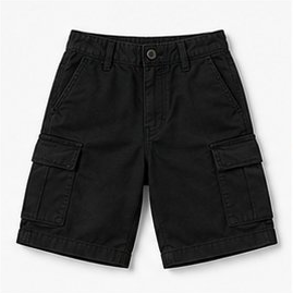 Black Multi-Pocket Belted Cargo Shorts