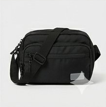 Black Nylon Multi Zip Pocket Compact Crossbody Bag