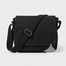Black Structured Flap Crossbody Messenger Bag