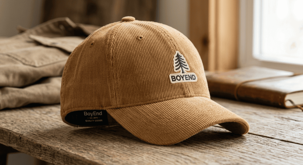 BoyEnd Camel Tan Corduroy Curved Brim Baseball Cap