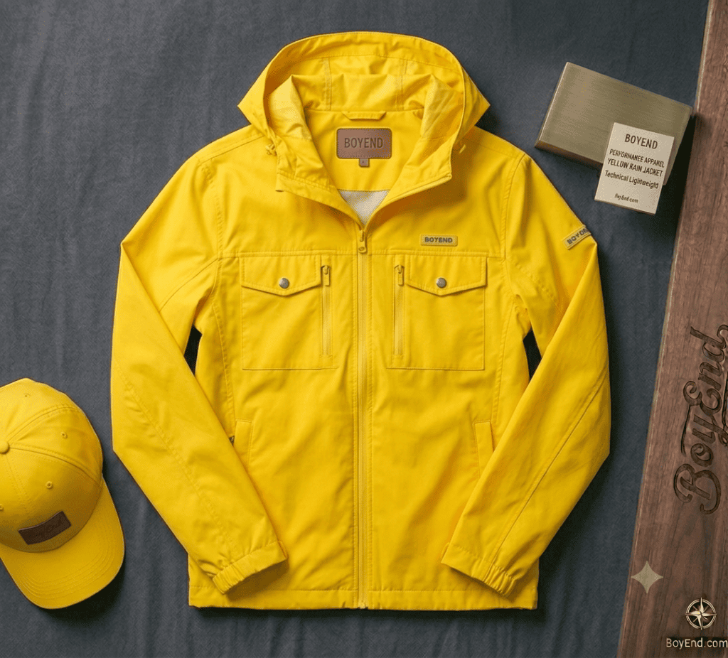 Bright Yellow Hooded Lightweight Rain Jacket