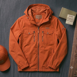 Burnt Orange Hooded Lightweight Zip-Up Windbreaker