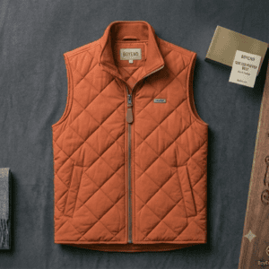 Burnt Orange Quilted Zip-Up Puffer Vest