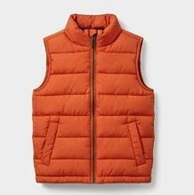 Burnt Orange Quilted Zip-Up Puffer Vest