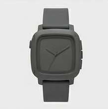 Charcoal Square Face Rubber Strap Wristwatch