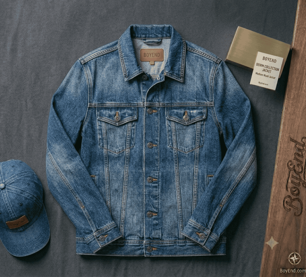 Classic Medium Wash Structured Denim Jacket