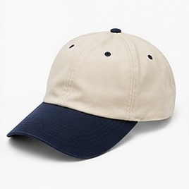 Cream & Navy Two-Tone Unstructured Baseball Cap