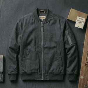 Dark Charcoal Grey Twill Bomber Jacket