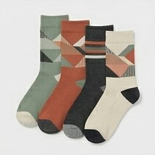 Earth Tone Geometric Print Crew Socks Set