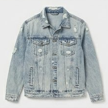 Light Blue Acid Wash Distressed Denim Jacket