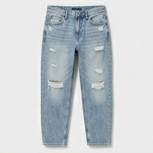 Light Blue Wash Ripped Straight Leg Jeans