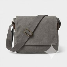 Light Grey Canvas Adjustable Strap Messenger Bag