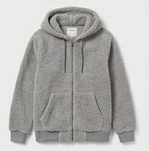 Light Grey Sherpa Fleece Full Zip Hoodie