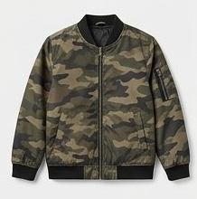 Military Camouflage Print Zip-Up Bomber Jacket