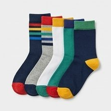 Multicolor Striped Knit Crew Socks Five-Pack