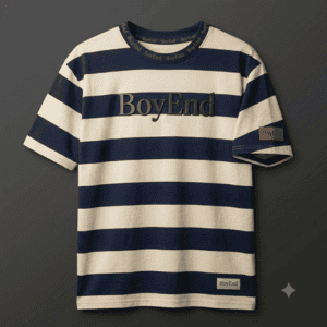 Navy & Off-White Bold Wide Stripe Short Sleeve Tee