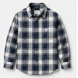 Navy Blue Plaid Flannel Button Shirt