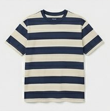 Navy & Off-White Bold Wide Stripe Short Sleeve Tee