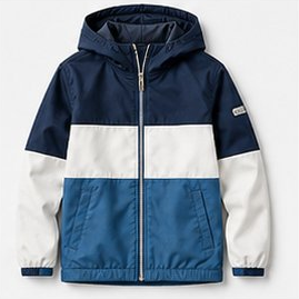 Navy, White & Blue Colorblock Windbreaker Jacket