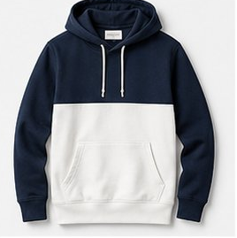 Navy & White Colorblock Pullover Hoodie