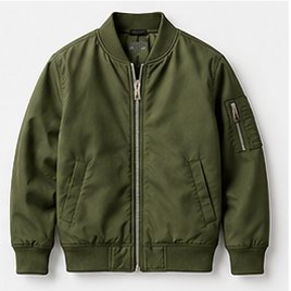 Olive Green Nylon Bomber Jacket