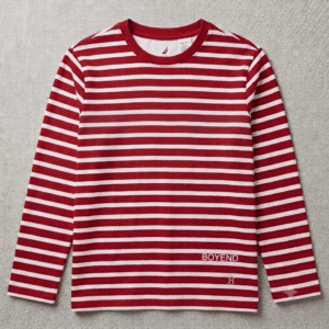 Red & White Horizontal Stripe Long Sleeve Crewneck