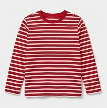Red & White Horizontal Stripe Long Sleeve Crewneck