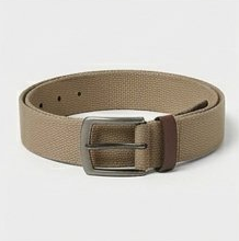 Tan Beige Woven Canvas Fabric Belt