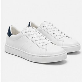 White Low Top Leather Lace-Up Sneakers