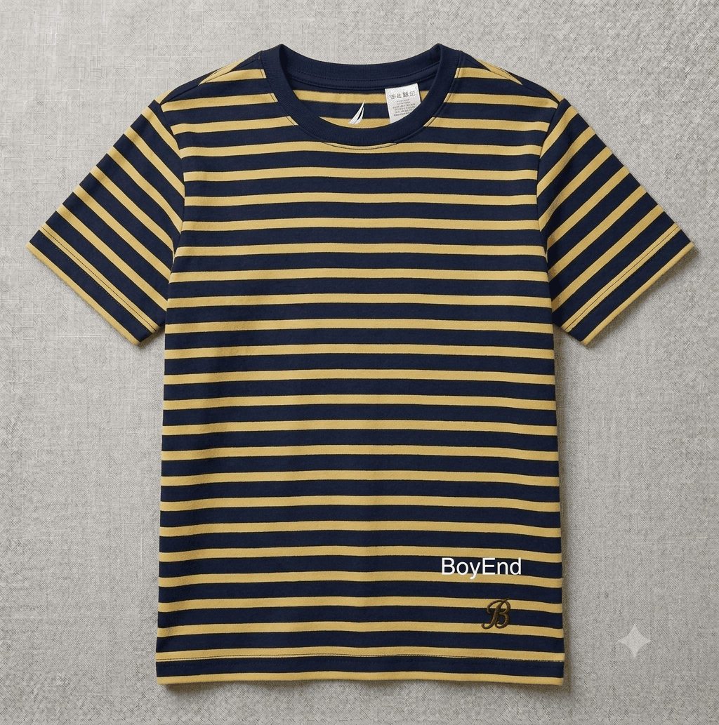 Yellow Gold & Navy Stripe Short Sleeve Tee